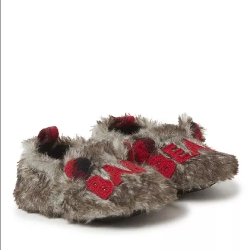 Baby Bear Slippers 0 - 3 Mo Dearfoams Holiday Infant Newborn Easy Slip on NWT